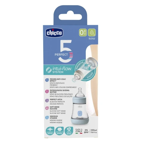 Biberon pentru bebeluși din plastic Chicco Perfect5 Blue, 150 ml cumpăra în Chișinau