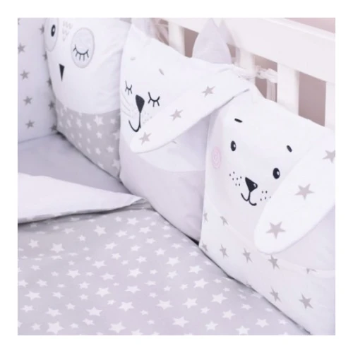 Комплект в кроватку Veres Smiling animals white-grey (6 предметов), 120x60 см купить в Кишиневе