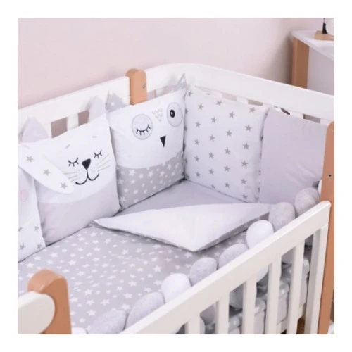 Комплект в кроватку Veres Smiling animals white-grey (6 предметов), 120x60 см купить в Кишиневе