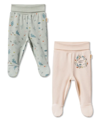Pantaloni BabyCosy Green & Ecru, 2 buc. (12-18L) cumpăra în Chișinau