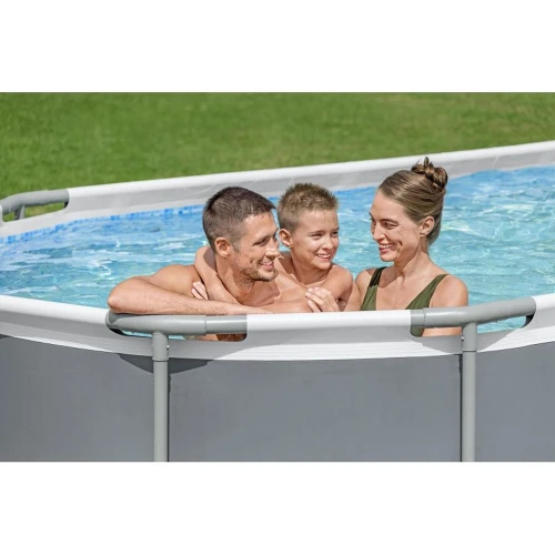 Каркасный бассейн Bestway Power Steel овальный 549x274x122 см, 13430 литров, серый купить в Кишиневе