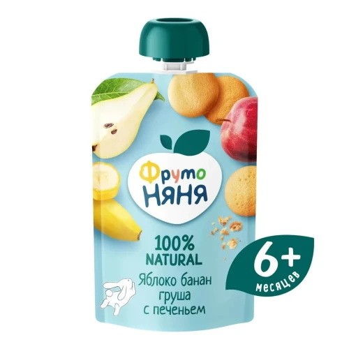 Piure ФрутоНяня din mere-banane-pere-biscuiți (6 luni+), 90 g cumpăra în Chișinau