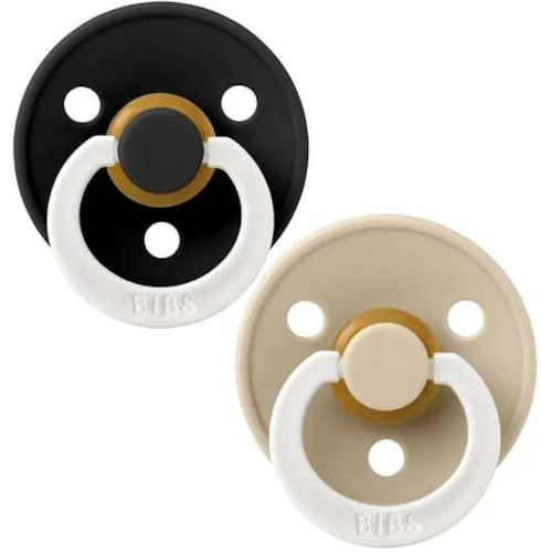 Suzetă rotundă din latex Bibs Colour Glow Black & Vanilla (0-6 luni), 2 buc. cumpăra în Chișinau