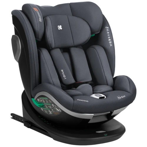Автокресло 40-150 см (i-Size) Isofix KikkaBoo i-Drive Dark Grey, поворотное 360 купить в Кишиневе