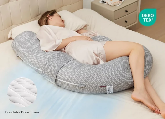 Pernă pentru gravide forma-F Momcozy Air Layer Grey, 135 cm cumpăra în Chișinau