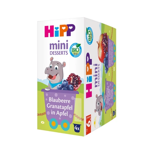 Пюре HiPP Mini Desserts из яблока-черники-граната (6 мес+), 4x100 г купить в Кишиневе