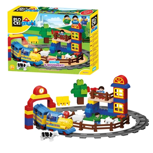 Set construcție Blocki Mubi Tren și Cale Ferată cu sunete și lumini, 109 elemente cumpăra în Chișinau