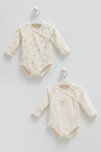 Body cu mâneca lungă Caramell Cherry Baby Ivory & Ecru, 2 buc. (0L) cumpăra în Chișinau