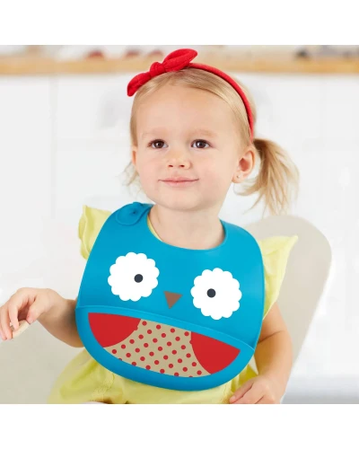 Bavetă din silicon Skip Hop Fold & Go Zoo Owl cumpăra în Chișinau