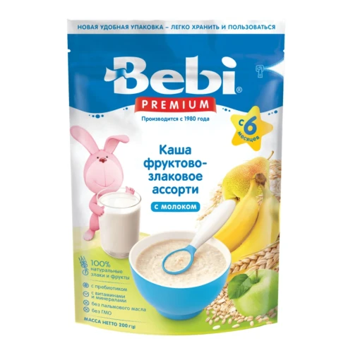 Каша Bebi фруктово-злаковое ассорти на молоке (6 мес+), 200 гр купить в Кишиневе