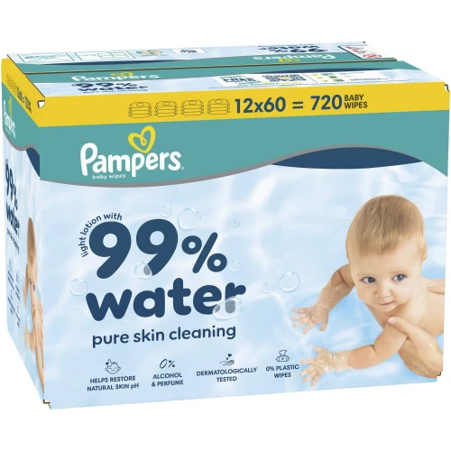 Влажные салфетки Pampers 99% Water, 12x60 шт. купить в Кишиневе