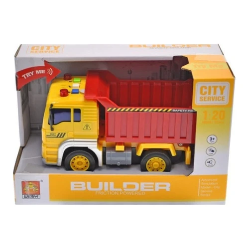 Инерционная машина самосвал Wenyi Builder City Service WY511A, со светом и звуком, 1:20, желтая купить в Кишиневе