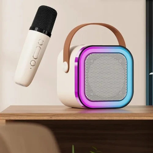 Boxă karaoke Essa Toys K12 cu microfon wireless și iluminare RGB, albă cumpăra în Chișinau