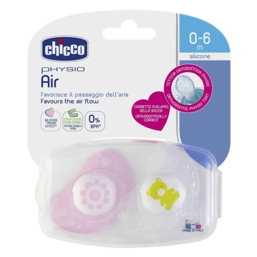 Suzetă anatomică din silicon Chicco Physio Air Pink (0-6 luni), 2 buc. cumpăra în Chișinau