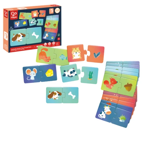 Puzzle Hape Potrivește perechea – Ora gustării animalelor, 36 elemente cumpăra în Chișinau