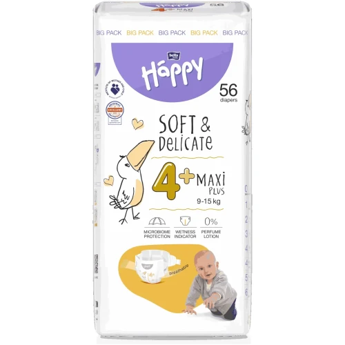 Scutece Bella Baby Happy Soft & Delicate Maxi Plus 4+ (9-15 kg), 56 buc. cumpăra în Chișinau