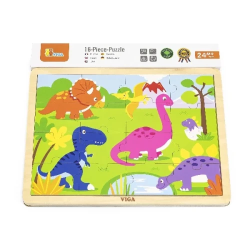 Деревянные пазлы Viga Dinosaurs, 16 элементов купить в Кишиневе