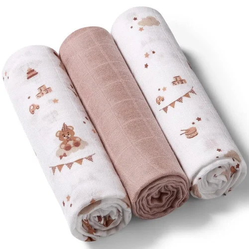 Пелёнки из муслина BabyOno Extra Soft Brown (70x70 см), 3 шт. купить в Кишиневе