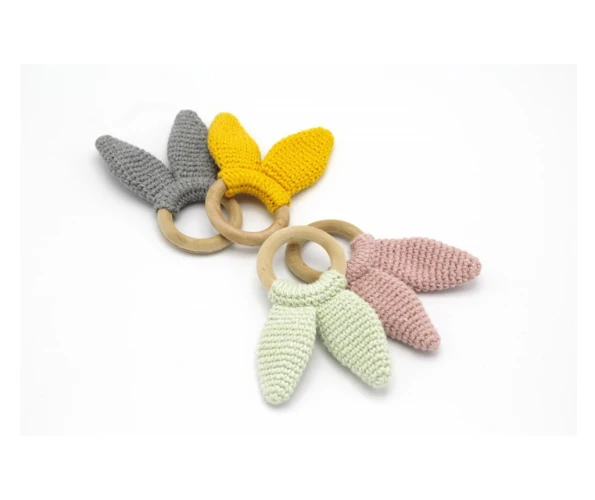 Игрушка для прорезывания зубов с деревянным кольцом BabyJem Amigurumi Розовый купить в Кишиневе