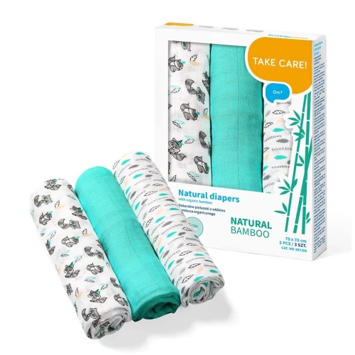 Pelinci din fibre de bambus BabyOno Albastru (70x70 cm), 3 buc cumpăra în Chișinau