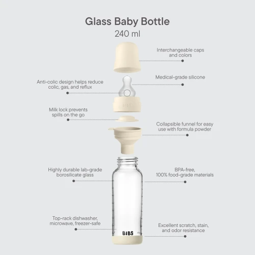 Biberon pentru bebelusi din sticla Bibs Silicone Baby Blue, 240 ml cumpăra în Chișinau