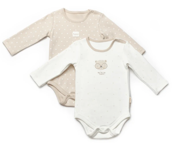 Body cu mânecă lungă BabyCosy Ecru & Ivory, 2 buc. (6-9L) cumpăra în Chișinau