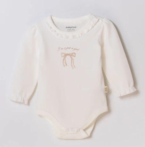 Body cu mânecă lungă BabyCosy Girl Ecru & Ivory, 2 buc. (12-18L) cumpăra în Chișinau
