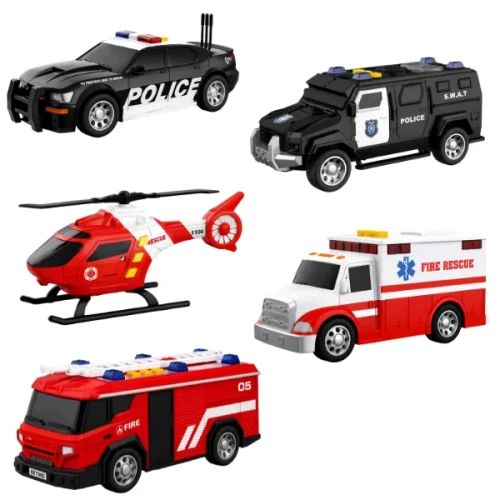 Set vehicule de intervenție Wenyi cu fricțiune (lumini/sunete), scara 1:32 cumpăra în Chișinau
