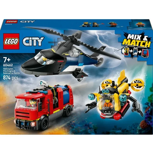 Set construcție Lego City Helicopter & Fire Engine & Submarine Remix, 874 elemente cumpăra în Chișinau