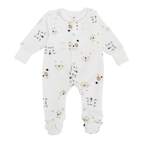 Комбинезон для малыша Minikin Happy Baby, молочный с мордочками зверят, р.56 купить в Кишиневе