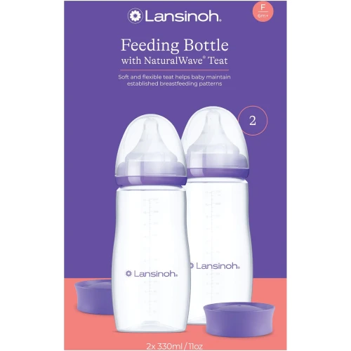 Set de biberoane pentru bebeluși din polipropilenă Lansinoh NaturalWave, 330 ml, 2 buc. cumpăra în Chișinau
