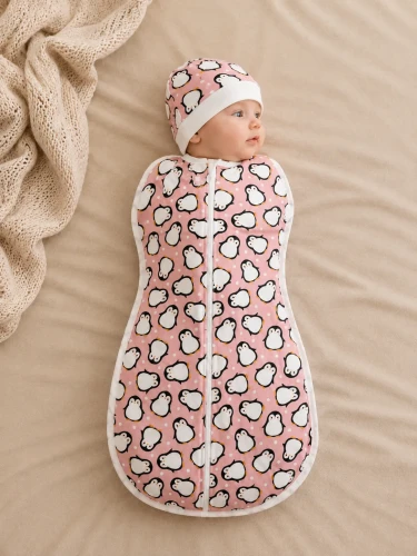Set cocon + căciulă PernaMea Penguin Pink (0-3L) cumpăra în Chișinau