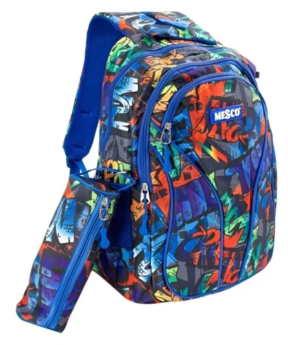 Школьный большой рюкзак с пеналом Mesco Graffiti, 44x32x16 см купить в Кишиневе