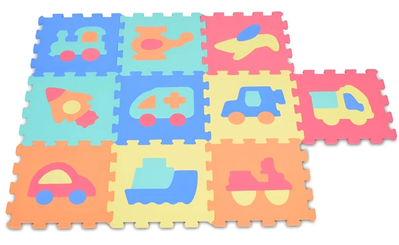 Детский коврик Moni Puzzle Vehicles Multicolor, 32x32x1 см, 10 шт. купить в Кишиневе