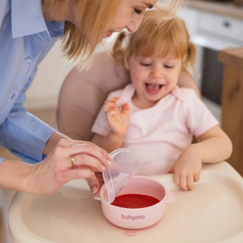 Миска с присоской и крышкой BabyOno Pink, 12×14,5 см купить в Кишиневе