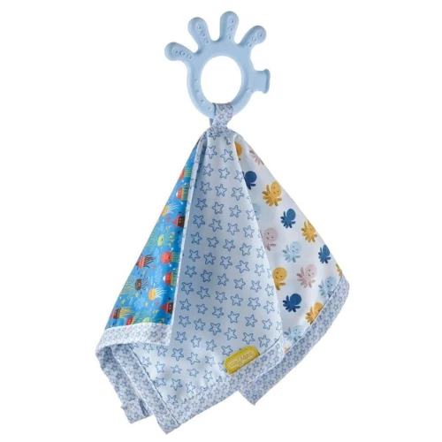 Игрушка для прорезывания зубов с одеялом BabyJem Patchwork Cиняя купить в Кишиневе