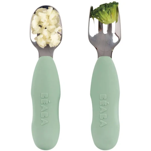 Набор ложечки и вилочки Beaba Inox Sage Green купить в Кишиневе