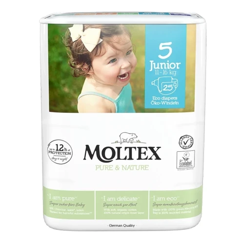 Подгузники эко гипоаллергенные Moltex Nature Junior 5 (11-16 кг), 25 шт. купить в Кишиневе