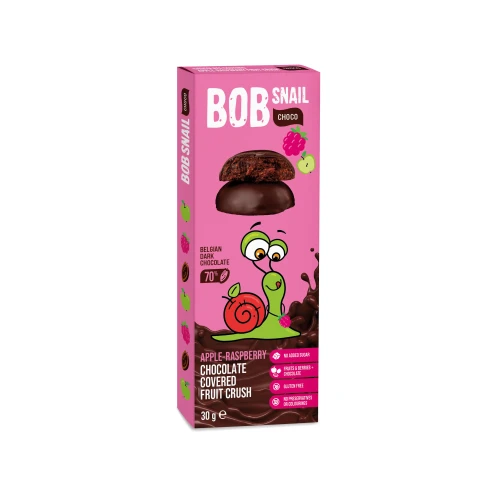 Bomboane naturale Bob Snail Mere-Zmeura in ciocolata neagra belgiana (6 luni+), 30 gr cumpăra în Chișinau