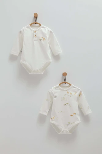 Body cu mânecă lungă Caramell Safari Time Ivory, 2 buc. (1-3L) cumpăra în Chișinau
