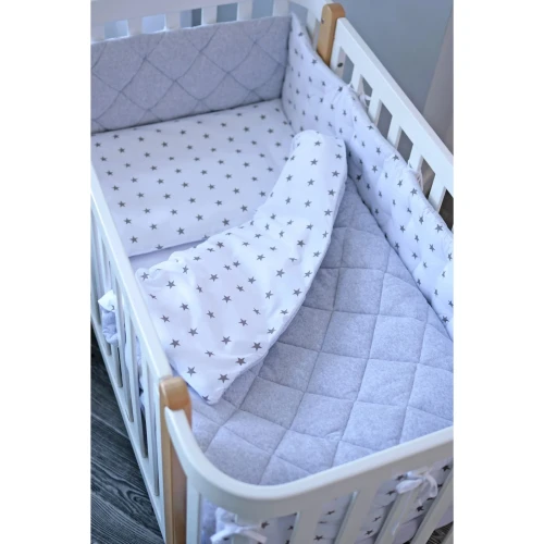 Lenjerie de patut Veres Velour Stars Grey (5 piese), 120x60 cm cumpăra în Chișinau