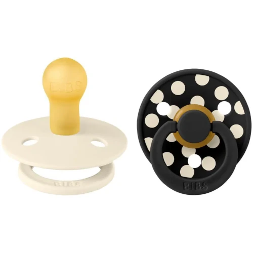 Suzetă rotundă din latex Bibs Colour Polka dot Ivory & Polka dot Black (0-6 luni), 2 buc. cumpăra în Chișinau