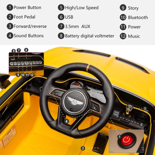 Mașină electrică KidsCar Bentley Bacalar 4×4 Galben cumpăra în Chișinau