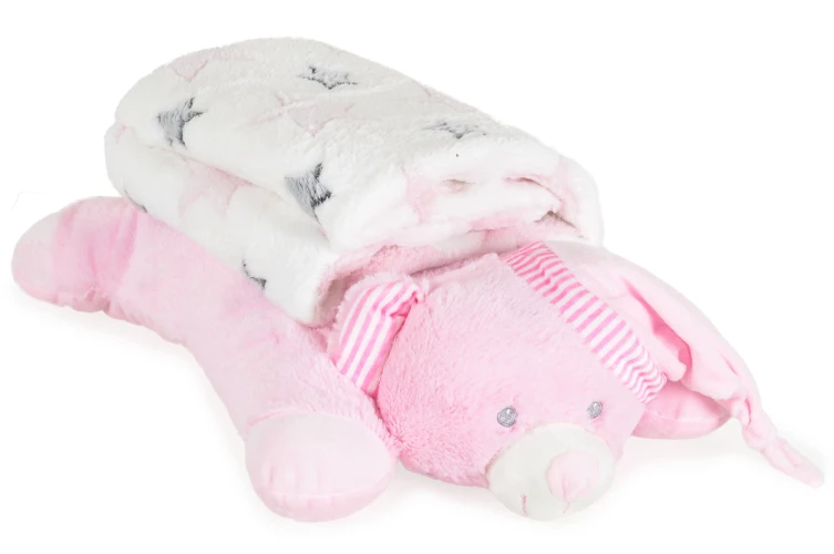 Пледик с подушкой Moni Sleepy Bear Pink, 90x75 см купить в Кишиневе