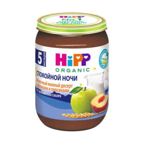 Пюре HiPP Спокойной ночи Манка с молоком Яблоко-Персик (4 мес+), 190 г купить в Кишиневе