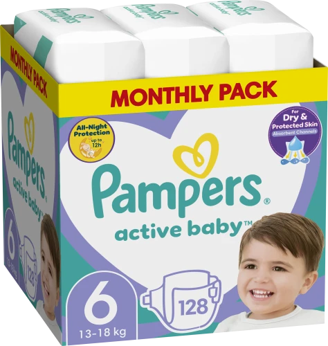 Подгузники Pampers Active Baby XXL BOX №6 (13-18 кг), 128 шт. купить в Кишиневе