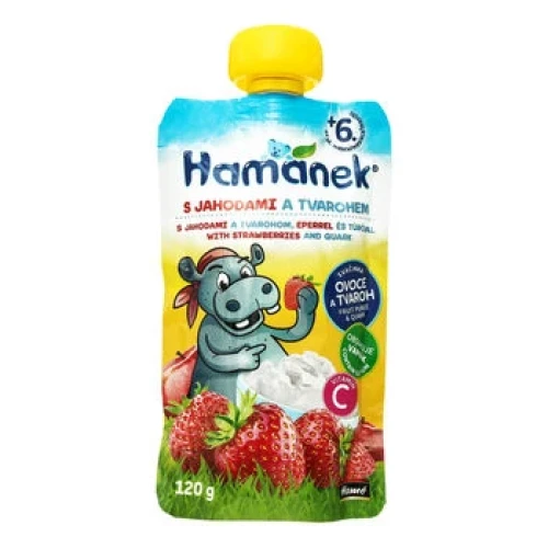 Пюре Hamanek Яблоко, клубника и творог (6 мес+), 120 г купить в Кишиневе