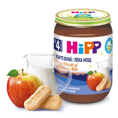 Piure HiPP Noapte Bună cu lapte Biscuit și Măr (4 luni+), 190 g cumpăra în Chișinau