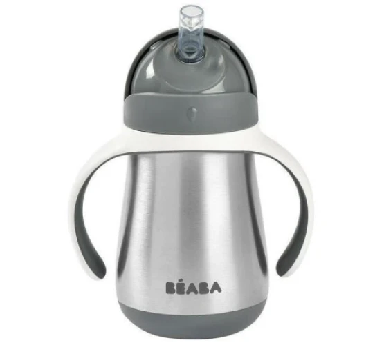 Cana din inox cu pai Beaba 8 luni+ 250 ml Mineral Grey cumpăra în Chișinau