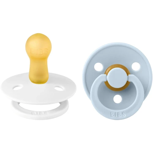 Пустышка круглая из латекса Bibs Colour White & Baby Blue (6-18 мес.), 2 шт. купить в Кишиневе